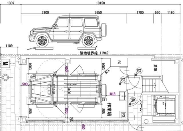 G-Class(ゲレンデ)に合わせた施工場の設計イメージ